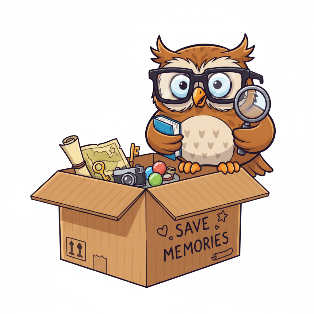 Ollie the Owl holding a Save Box